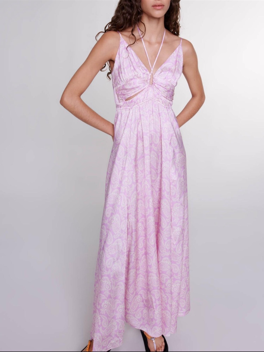 Maje Pink Paisley Halter Maxi Dress
